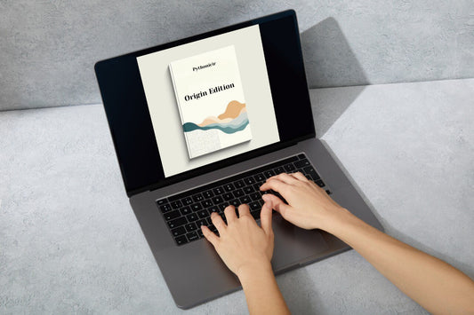 Person using a laptop with a course cover displayed on the screen