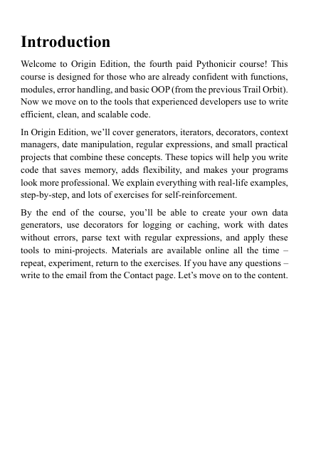 "Origin Edition" course preview