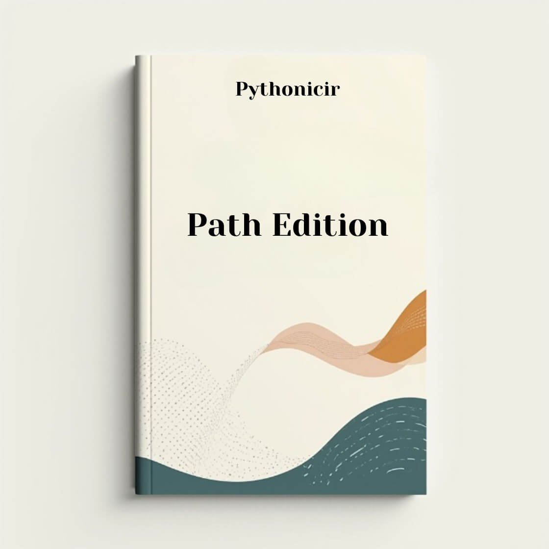 Book titled 'Pythonicir Path Edition' with abstract design on a light gray background